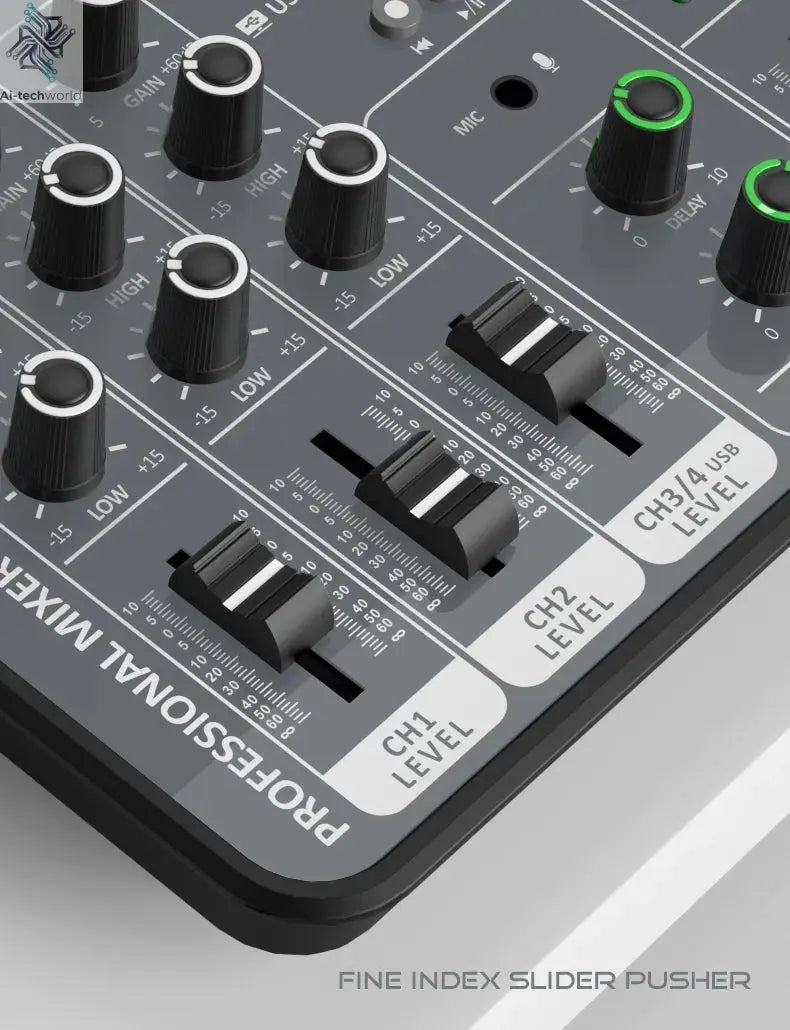 4 Channel Audio Mixer 48V Phantom Power USB Studio Sound Mixers Bluetooth DJ Console Mixing for Karaok Ai-TechWorld 