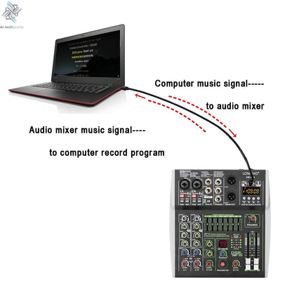 4 Channel Audio Sound Mixer 7 Band EQ 99 DSP Effects 48V Bluetooth Sound Mixing Console PC Playback Recording DJ Party AM-AX4 Ai-TechWorld 