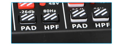 4 Channel Audio Sound Mixer 7 Band EQ 99 DSP Effects 48V Bluetooth Sound Mixing Console PC Playback Recording DJ Party AM-AX4 Ai-TechWorld 