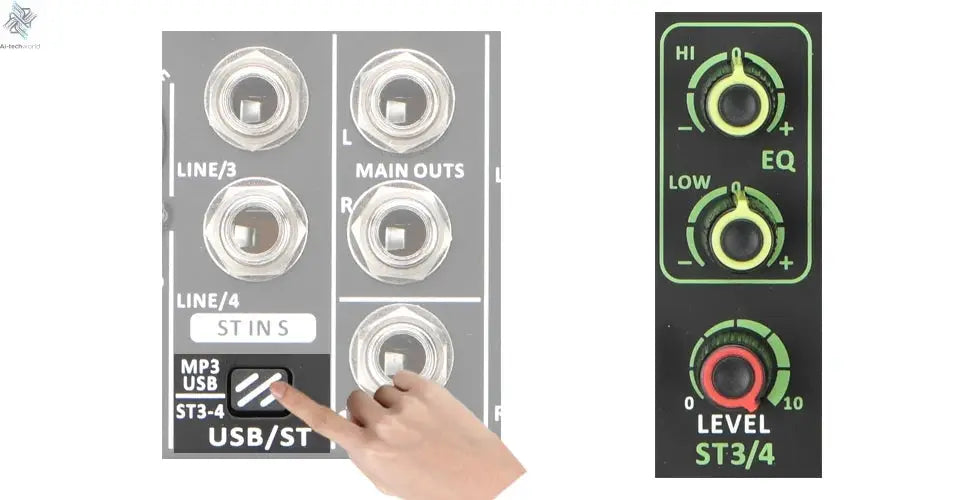 4 Channel Audio Sound Mixer 7 Band EQ 99 DSP Effects 48V Bluetooth Sound Mixing Console PC Playback Recording DJ Party AM-AX4 Ai-TechWorld 