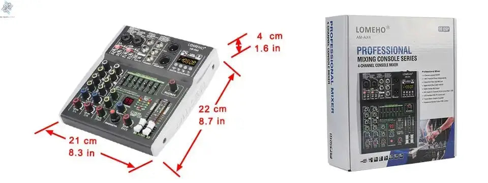 4 Channel Audio Sound Mixer 7 Band EQ 99 DSP Effects 48V Bluetooth Sound Mixing Console PC Playback Recording DJ Party AM-AX4 Ai-TechWorld 