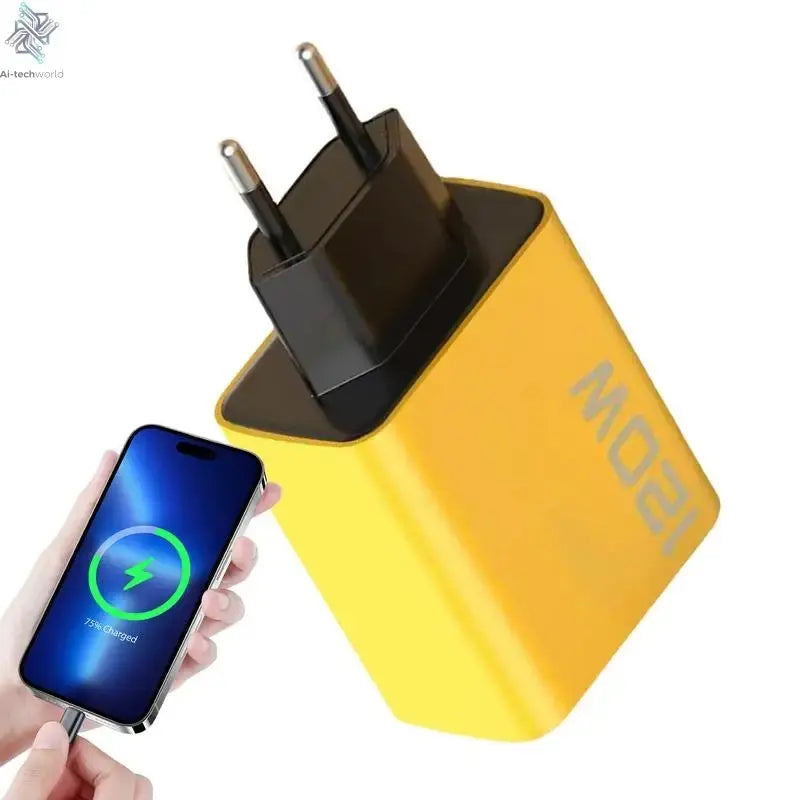 4 Ports 120W USBC Charger Super Fast Charging PD Wall Phone USB Charger Type C Adapter For iphoneXiaomi HuaweiSamsung Ai-TechWorld 