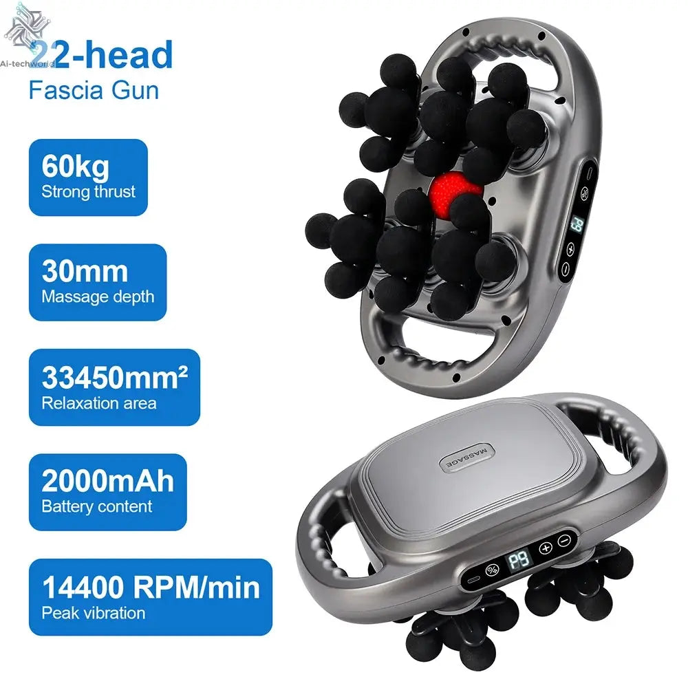 42-Heads Fascia Gun High-Frequency Vibration Body Massage Gun Back and Waist Massager Neck Shoulder Massager Muscle masajeador Ai-TechWorld 