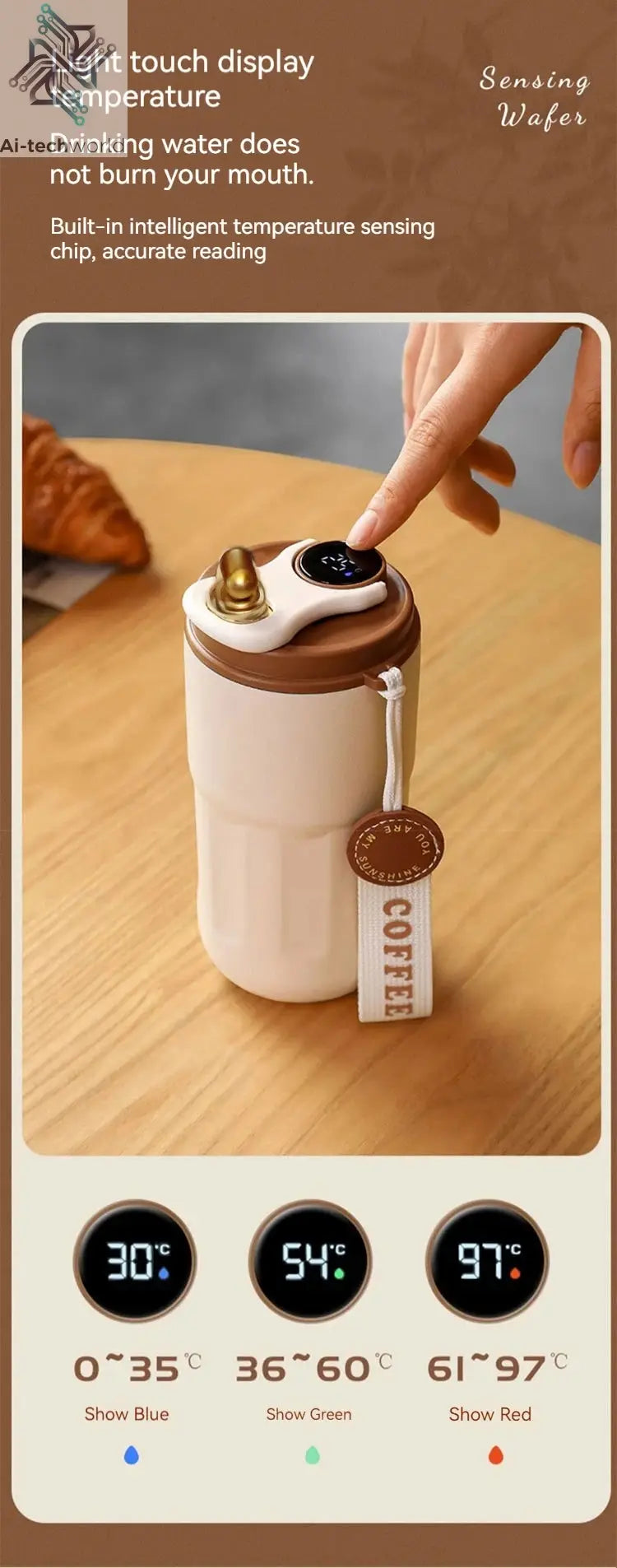 450ML Stainless Steel Thermo Water Bottle LED Temperature Display Coffee Cup Keep Cold and Heat Thermal Mug Travel Vacuum Flask Ai-TechWorld 
