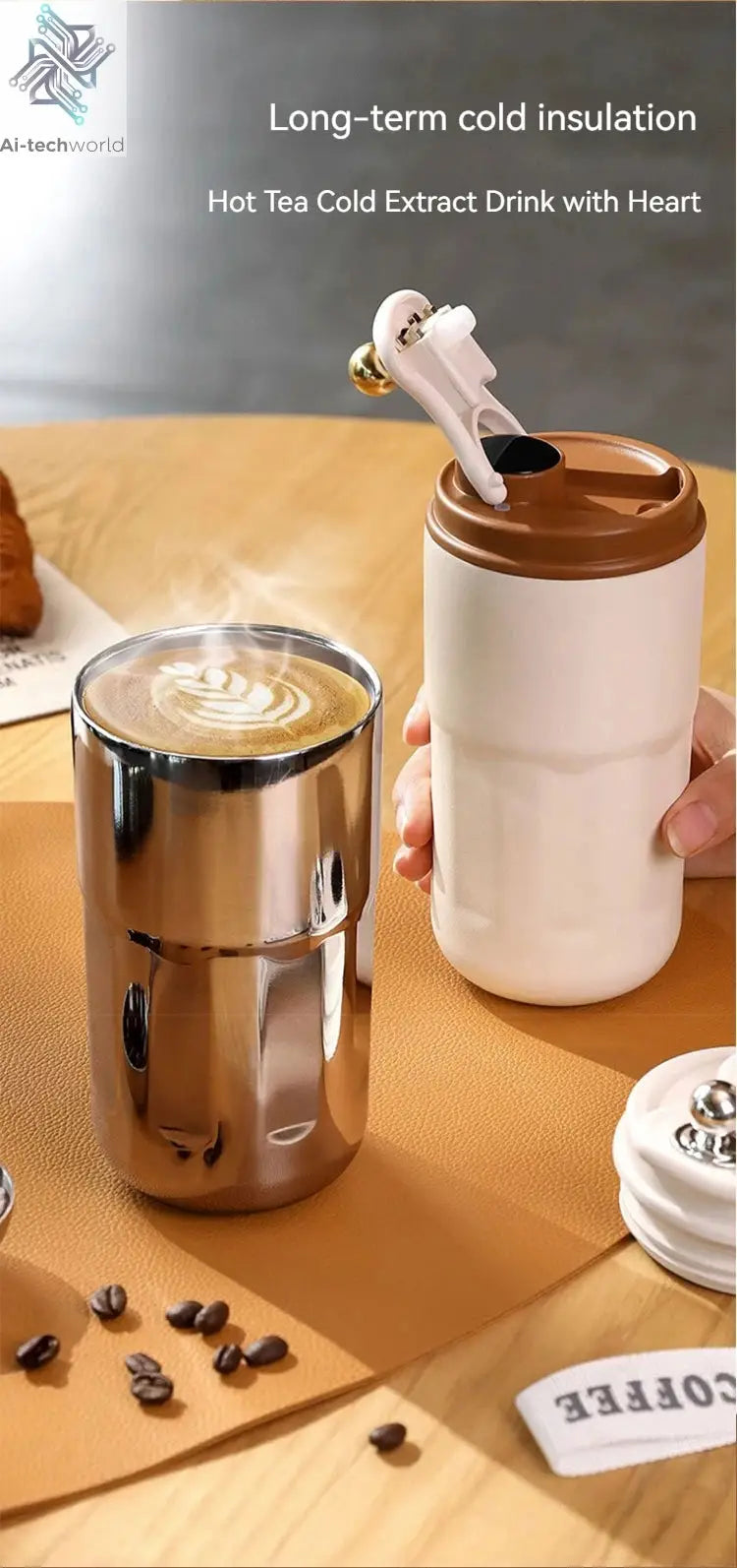450ML Stainless Steel Thermo Water Bottle LED Temperature Display Coffee Cup Keep Cold and Heat Thermal Mug Travel Vacuum Flask Ai-TechWorld 