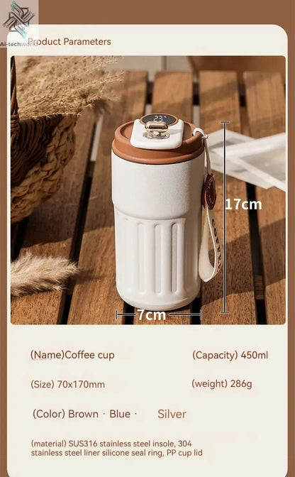 450ML Stainless Steel Thermo Water Bottle LED Temperature Display Coffee Cup Keep Cold and Heat Thermal Mug Travel Vacuum Flask Ai-TechWorld 