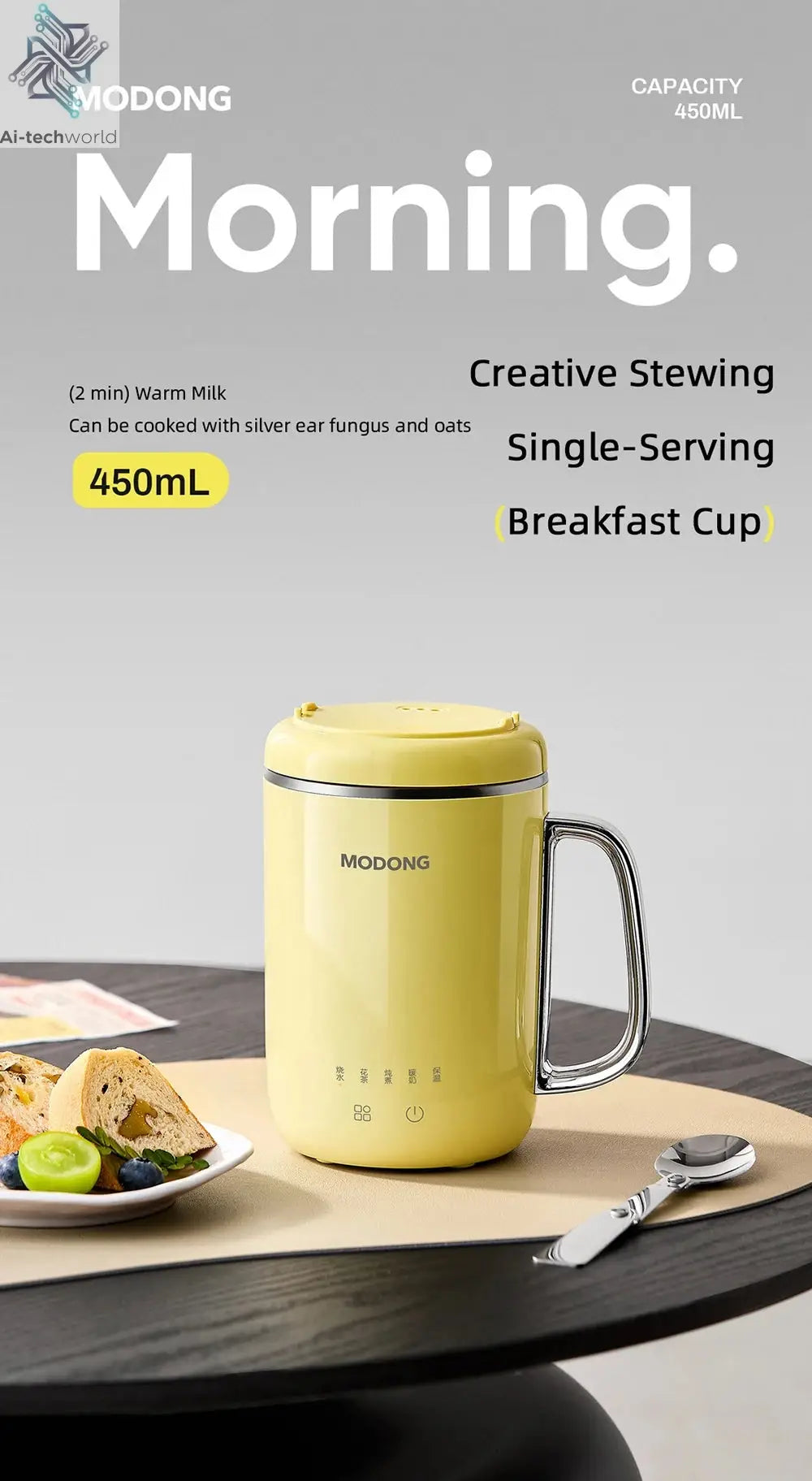 450ml Electric Kettle Cooking Pot Portable Heating Cup Stew Cup Travel Multicooker Hotpot Office Health Preserving Pot 220V Ai-TechWorld 