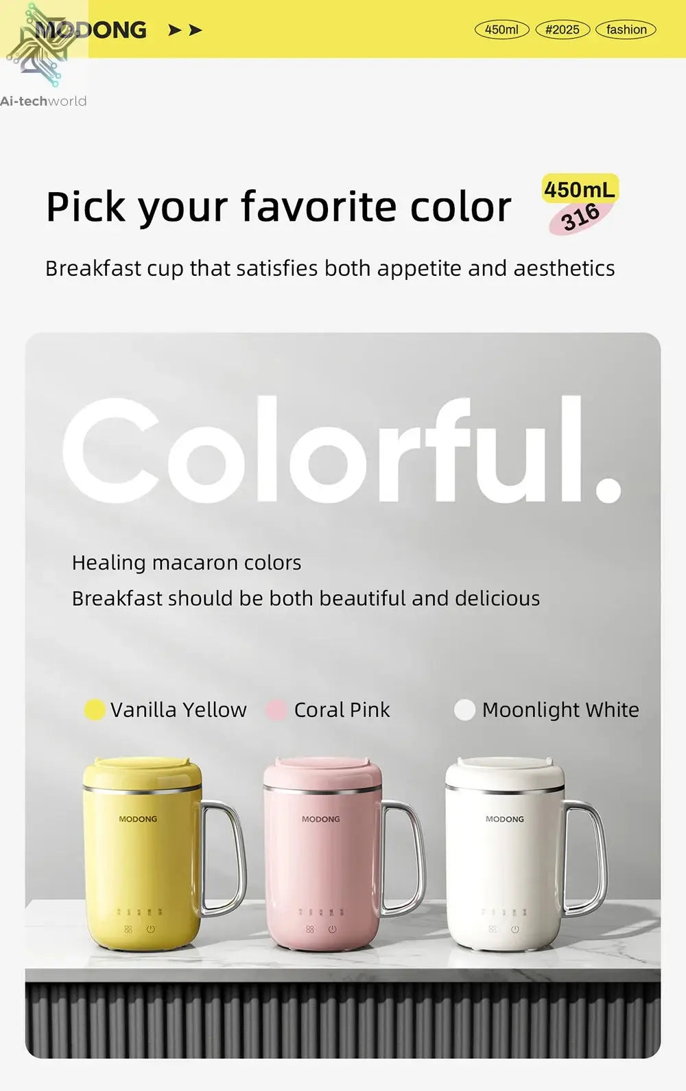 450ml Electric Kettle Cooking Pot Portable Heating Cup Stew Cup Travel Multicooker Hotpot Office Health Preserving Pot 220V Ai-TechWorld 