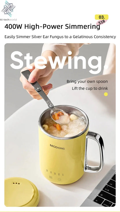 450ml Electric Kettle Cooking Pot Portable Heating Cup Stew Cup Travel Multicooker Hotpot Office Health Preserving Pot 220V Ai-TechWorld 