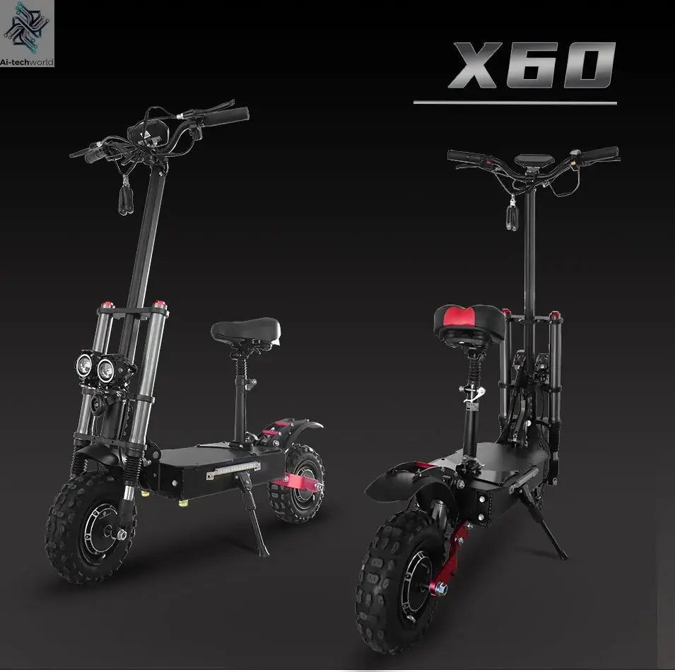 48-72V Electric Scooter for Adults 90KM/H 10-11''Tubeless Off Road Tire Hydraulic / SpringSuspension Foldable Escooter with Seat Ai-TechWorld 