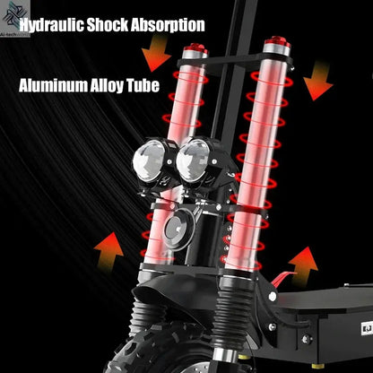 48-72V Electric Scooter for Adults 90KM/H 10-11''Tubeless Off Road Tire Hydraulic / SpringSuspension Foldable Escooter with Seat Ai-TechWorld 