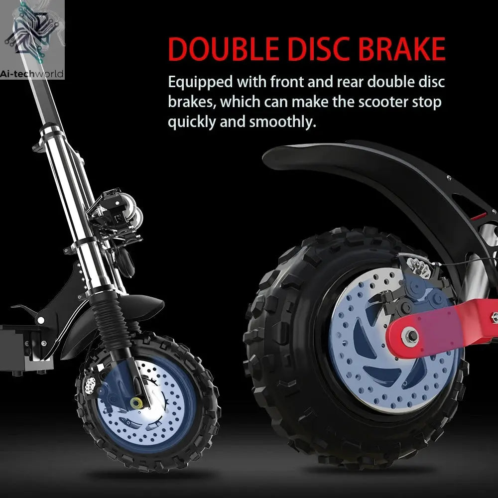 48-72V Electric Scooter for Adults 90KM/H 10-11''Tubeless Off Road Tire Hydraulic / SpringSuspension Foldable Escooter with Seat Ai-TechWorld 
