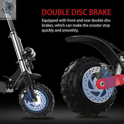 48-72V Electric Scooter for Adults 90KM/H 10-11''Tubeless Off Road Tire Hydraulic / SpringSuspension Foldable Escooter with Seat Ai-TechWorld 