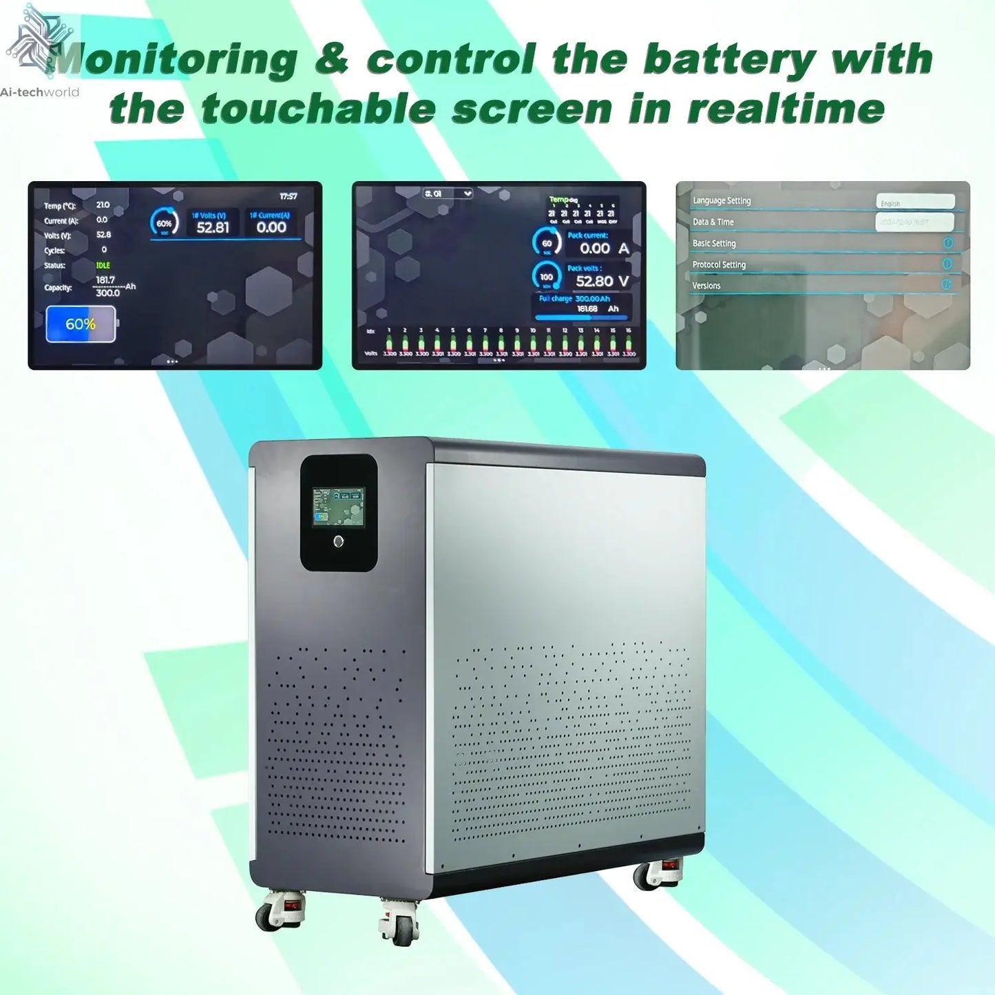 48V 600Ah LiFePO4 Lithium Battery Pack 30Kwh 100Ah 120Ah 200Ah 300Ah Built-in 200A BMS 6000+ Cycle For Solar System EU PL Stock - Ai-TechWorld