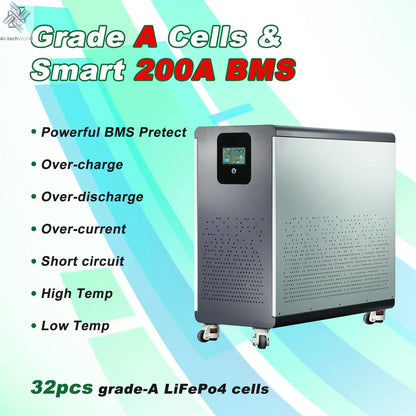 48V 600Ah LiFePO4 Lithium Battery Pack 30Kwh 100Ah 120Ah 200Ah 300Ah Built-in 200A BMS 6000+ Cycle For Solar System EU PL Stock - Ai-TechWorld