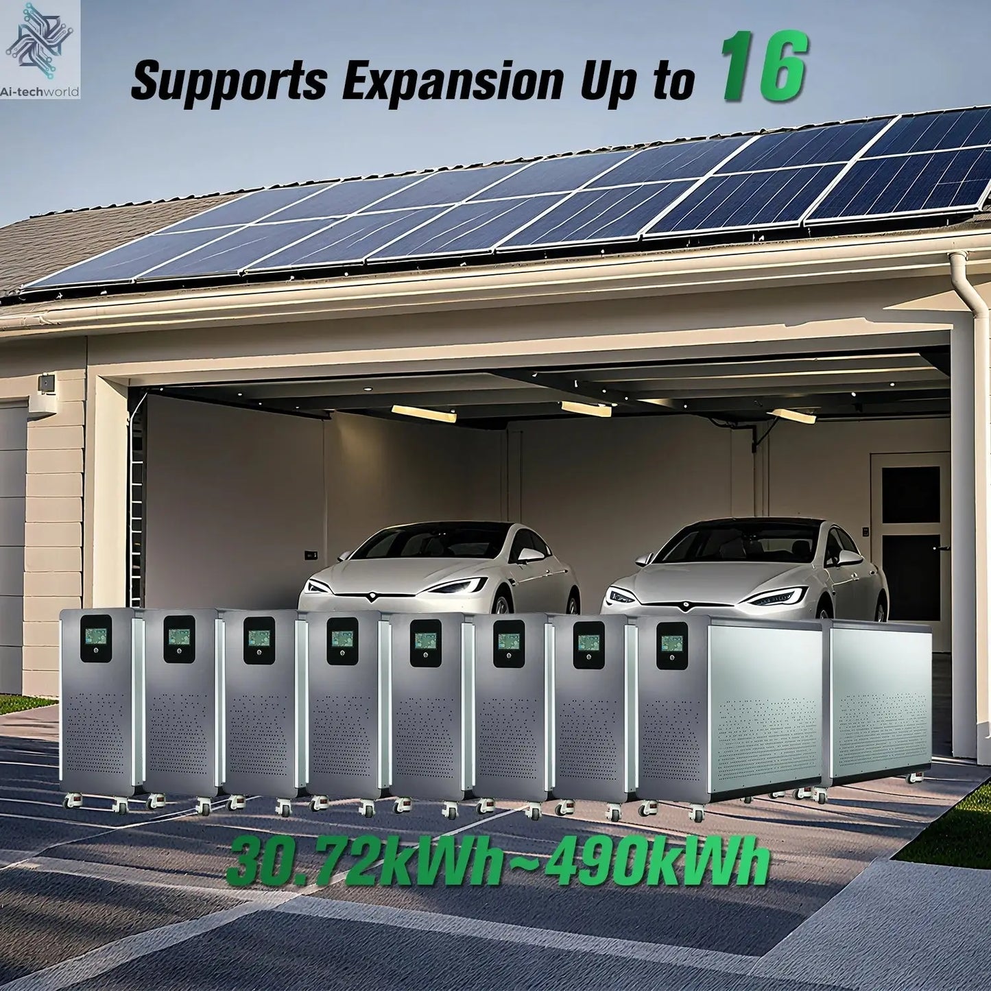 48V 600Ah LiFePO4 Lithium Battery Pack 30Kwh 100Ah 120Ah 200Ah 300Ah Built-in 200A BMS 6000+ Cycle For Solar System EU PL Stock - Ai-TechWorld