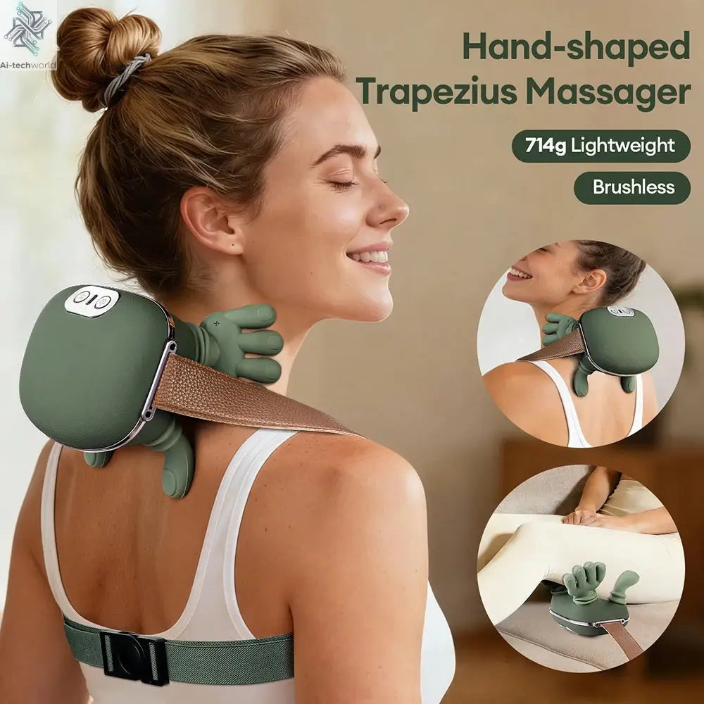 4D Bionic Finger Neck Shoulder Massager Wireless Neck Cervical Trapezius Kneading Massage Shawl Brushless Motor Neck masajeador Ai-TechWorld 