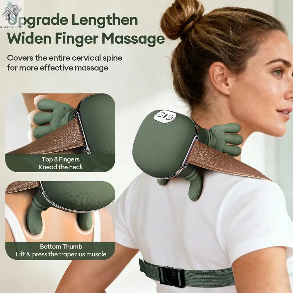 4D Bionic Finger Neck Shoulder Massager Wireless Neck Cervical Trapezius Kneading Massage Shawl Brushless Motor Neck masajeador Ai-TechWorld 