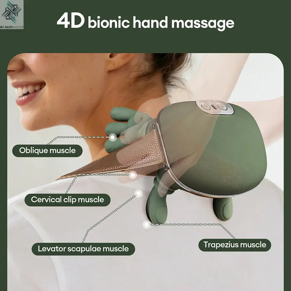 4D Bionic Finger Neck Shoulder Massager Wireless Neck Cervical Trapezius Kneading Massage Shawl Brushless Motor Neck masajeador Ai-TechWorld 