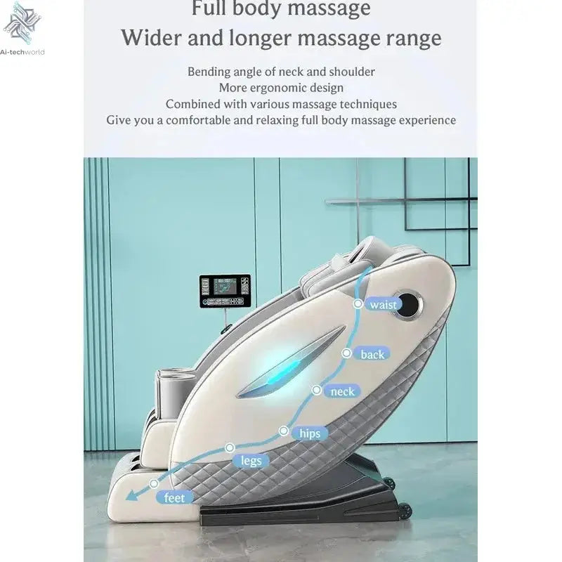 4D Full Body Massage Chair 2025 Zero Gravity SL-Track Shiatsu with Bluetooth Speaker AI Control for Deep Tissue Relaxation Ai-TechWorld 