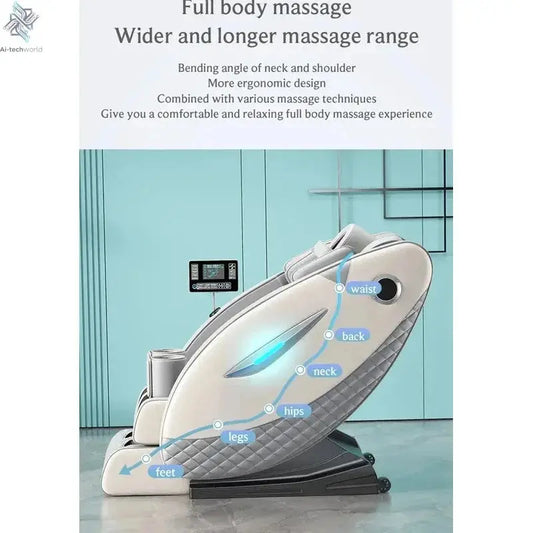 4D Full Body Massage Chair 2025 Zero Gravity SL-Track Shiatsu with Bluetooth Speaker AI Control for Deep Tissue Relaxation Ai-TechWorld 