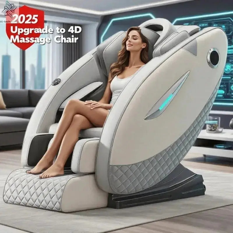 4D Full Body Massage Chair 2025 Zero Gravity SL-Track Shiatsu with Bluetooth Speaker AI Control for Deep Tissue Relaxation Ai-TechWorld 