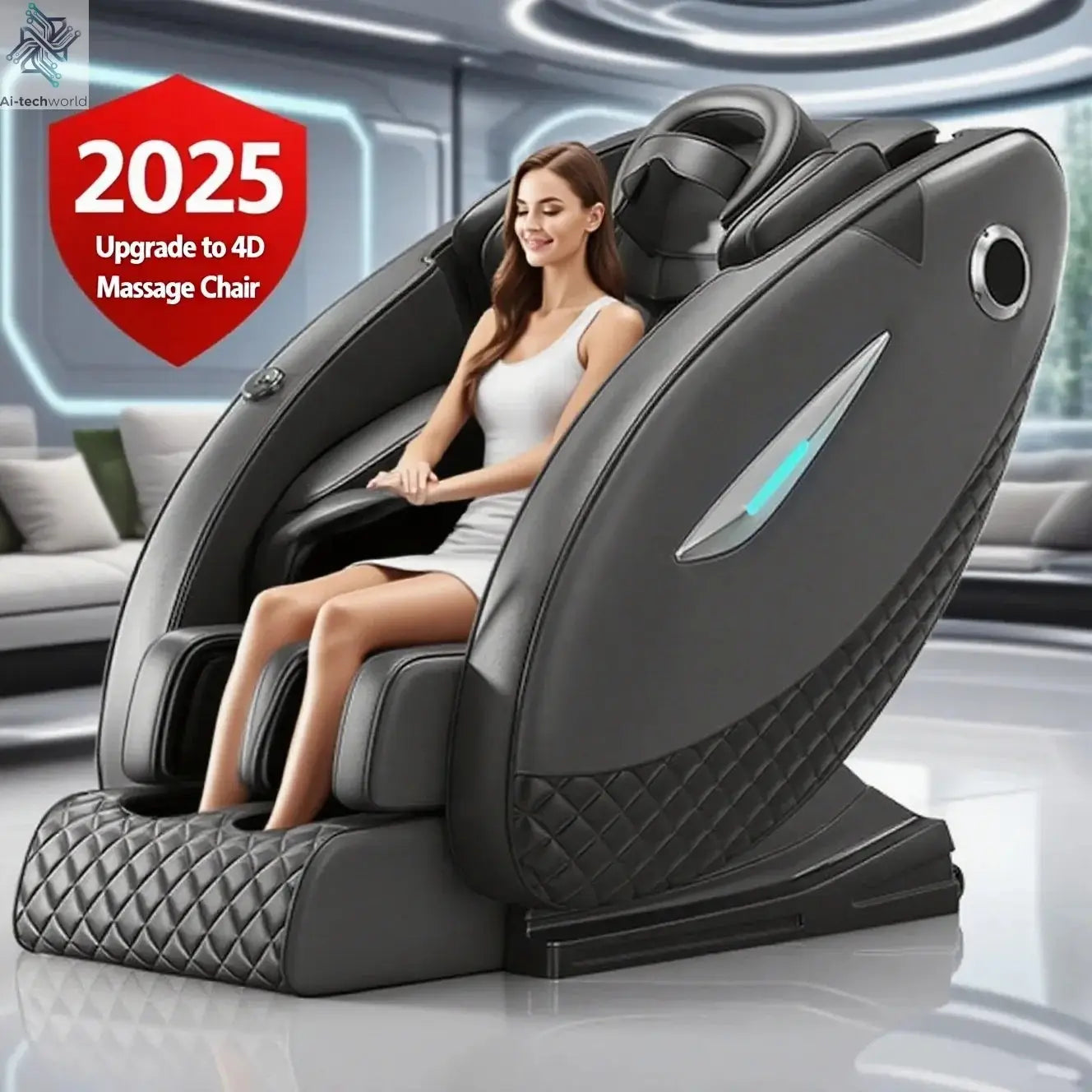 4D Full Body Massage Chair 2025 Zero Gravity SL-Track Shiatsu with Bluetooth Speaker AI Control for Deep Tissue Relaxation Ai-TechWorld 
