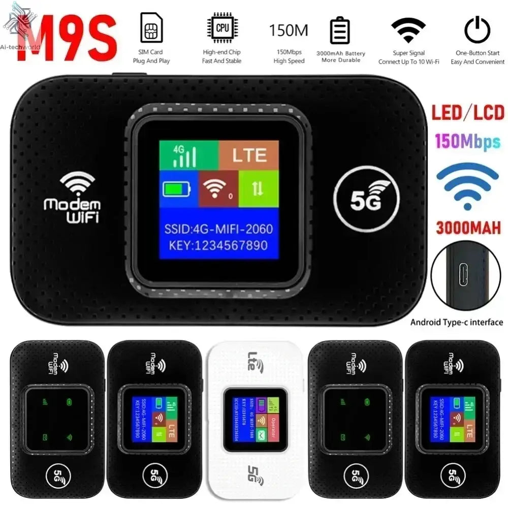 4G 5G WiFi 6 Mobile Hotspot Router Support 10 Users with SIM Card Slot Wireless Router Portable WiFi Hotspot for Home Travel Ai-TechWorld 