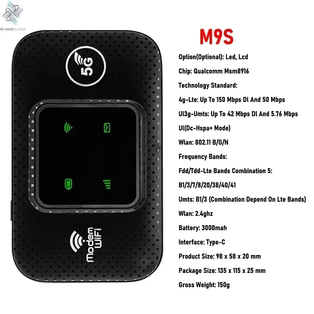 4G 5G WiFi 6 Mobile Hotspot Router Support 10 Users with SIM Card Slot Wireless Router Portable WiFi Hotspot for Home Travel Ai-TechWorld 