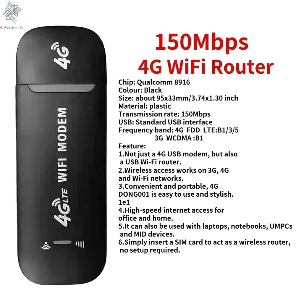 4G 5G WiFi 6 Mobile Hotspot Router Support 10 Users with SIM Card Slot Wireless Router Portable WiFi Hotspot for Home Travel Ai-TechWorld 