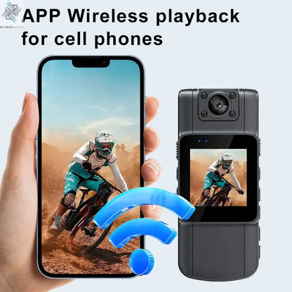 4K 1080P HD Wifi Mini Camera Handheld Back Clip Law Enforcement IR Night Vision Smart Portable Camera Car Recorder Ai-TechWorld 