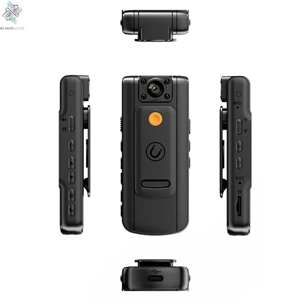 4K 1080P HD Wifi Mini Camera Handheld Back Clip Law Enforcement IR Night Vision Smart Portable Camera Car Recorder Ai-TechWorld 
