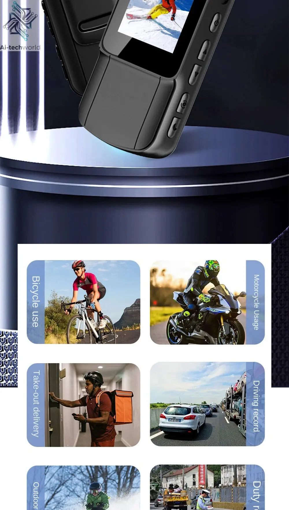 4K 1080P HD Wifi Mini Camera Handheld Back Clip Law Enforcement IR Night Vision Smart Portable Camera Car Recorder Ai-TechWorld 