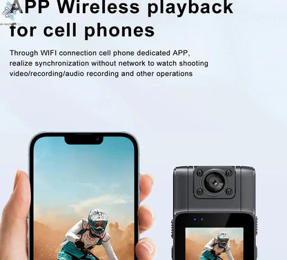 4K 1080P HD Wifi Mini Camera Handheld Back Clip Law Enforcement IR Night Vision Smart Portable Camera Car Recorder Ai-TechWorld 