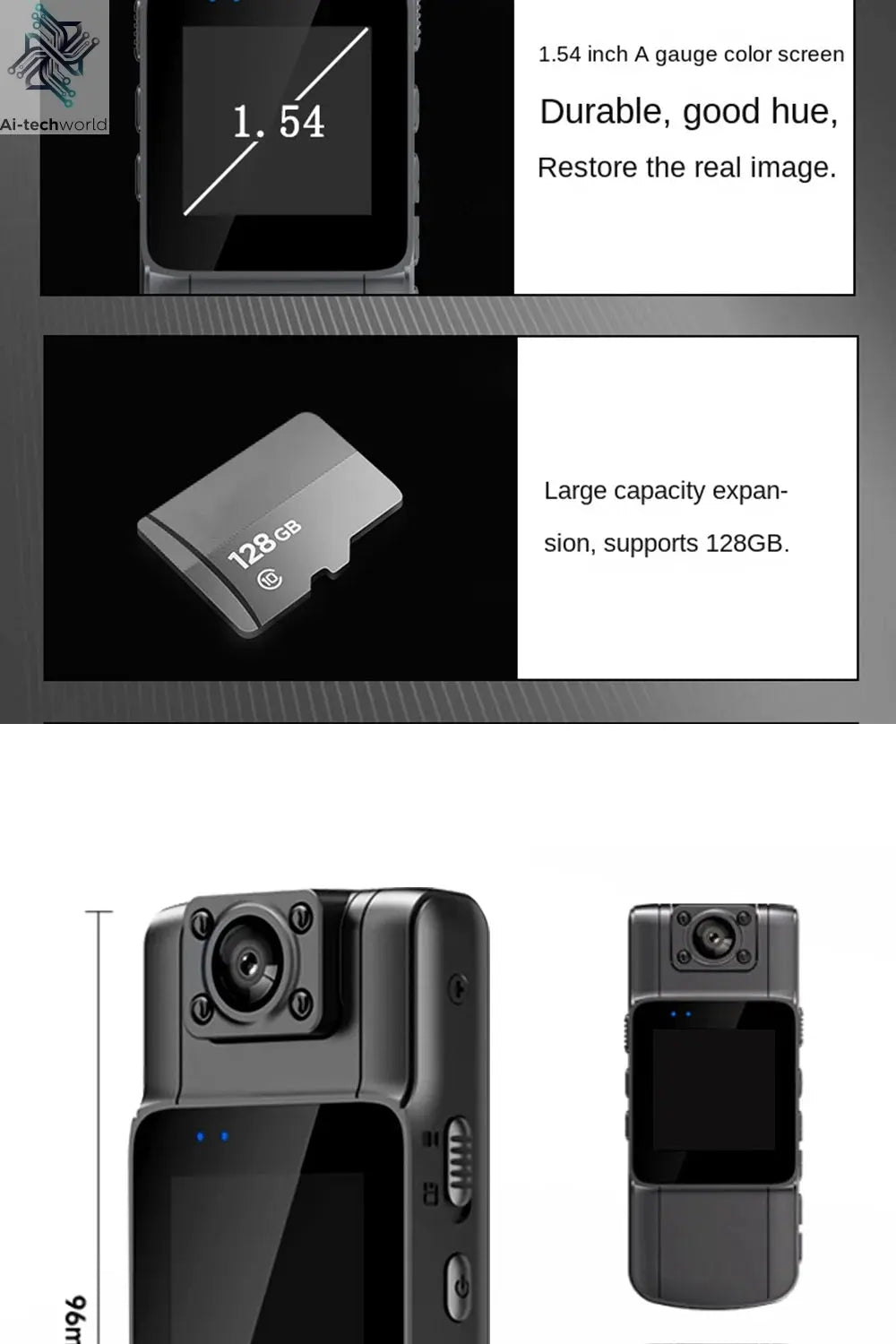 4K 1080P HD Wifi Mini Camera Handheld Back Clip Law Enforcement IR Night Vision Smart Portable Camera Car Recorder Ai-TechWorld 