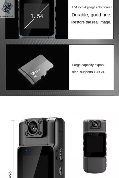 4K 1080P HD Wifi Mini Camera Handheld Back Clip Law Enforcement IR Night Vision Smart Portable Camera Car Recorder Ai-TechWorld 