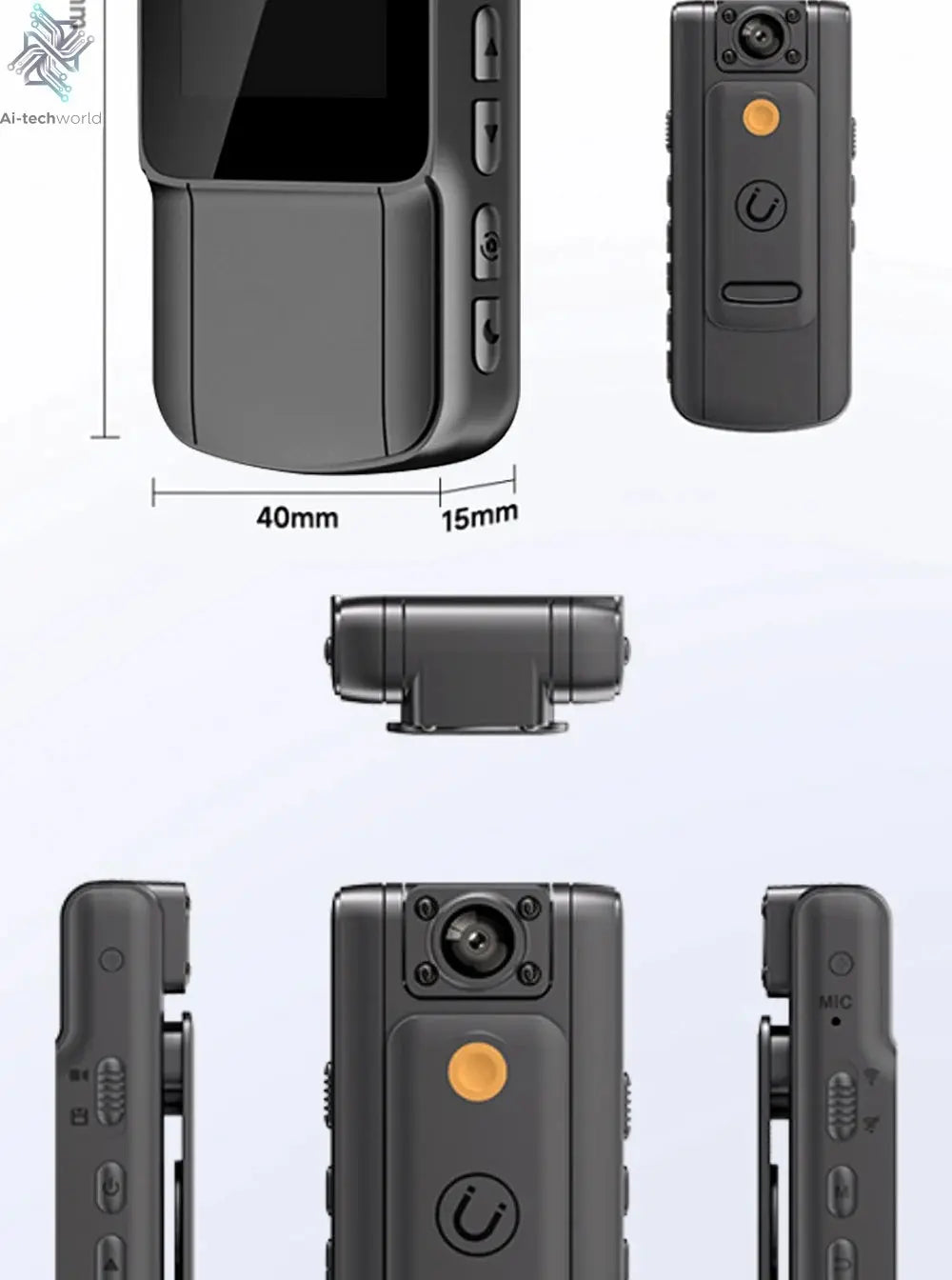 4K 1080P HD Wifi Mini Camera Handheld Back Clip Law Enforcement IR Night Vision Smart Portable Camera Car Recorder Ai-TechWorld 