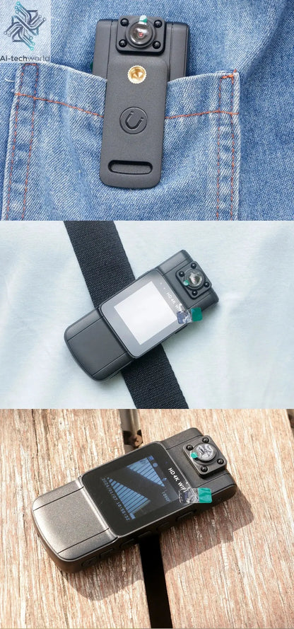 4K 1080P HD Wifi Mini Camera Handheld Back Clip Law Enforcement IR Night Vision Smart Portable Camera Car Recorder Ai-TechWorld 