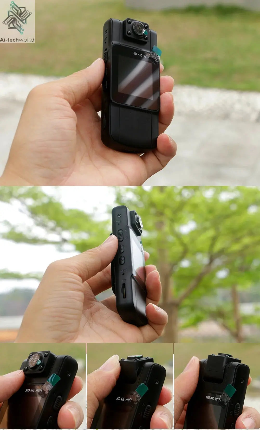 4K 1080P HD Wifi Mini Camera Handheld Back Clip Law Enforcement IR Night Vision Smart Portable Camera Car Recorder Ai-TechWorld 