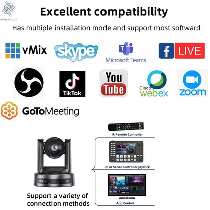 4K 1080P NDI Conference Camera PTZ Video Live Streaming SDI HDMI USB IP POE 10X 20X zoom for Church NetMeeting Broadcast Youtube - Ai - TechWorld