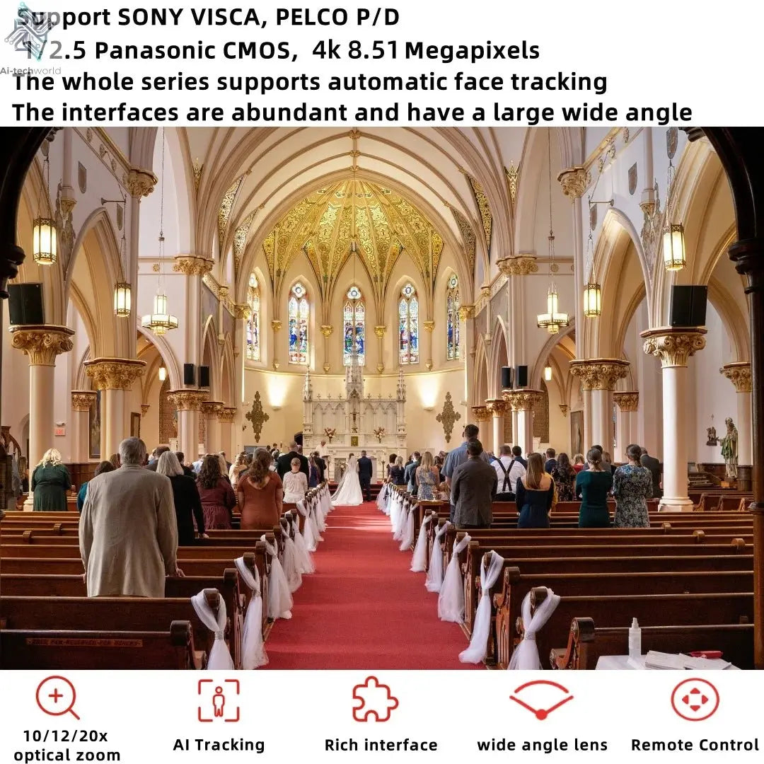 4K 1080P NDI Conference Camera PTZ Video Live Streaming SDI HDMI USB IP POE 10X 20X zoom for Church NetMeeting Broadcast Youtube - Ai - TechWorld