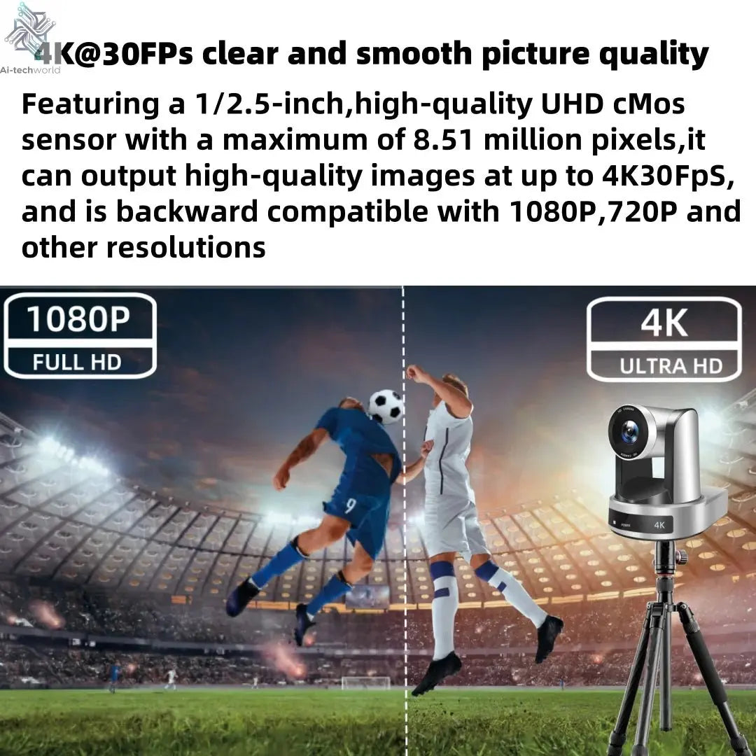 4K 1080P NDI Conference Camera PTZ Video Live Streaming SDI HDMI USB IP POE 10X 20X zoom for Church NetMeeting Broadcast Youtube - Ai - TechWorld