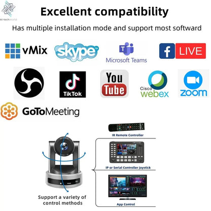 4K 1080P NDI Conference Camera PTZ Video Live Streaming SDI HDMI USB IP POE 10X 20X zoom for Church NetMeeting Broadcast Youtube - Ai - TechWorld