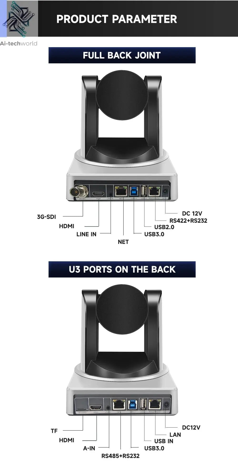 4K 1080P NDI Conference Camera PTZ Video Live Streaming SDI HDMI USB IP POE 10X 20X zoom for Church NetMeeting Broadcast Youtube - Ai - TechWorld
