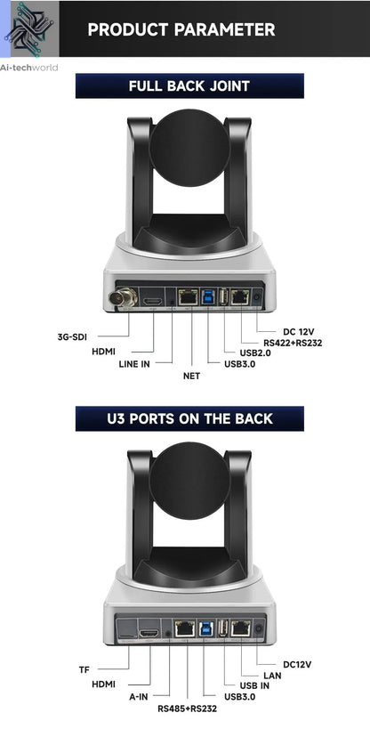 4K 1080P NDI Conference Camera PTZ Video Live Streaming SDI HDMI USB IP POE 10X 20X zoom for Church NetMeeting Broadcast Youtube - Ai - TechWorld