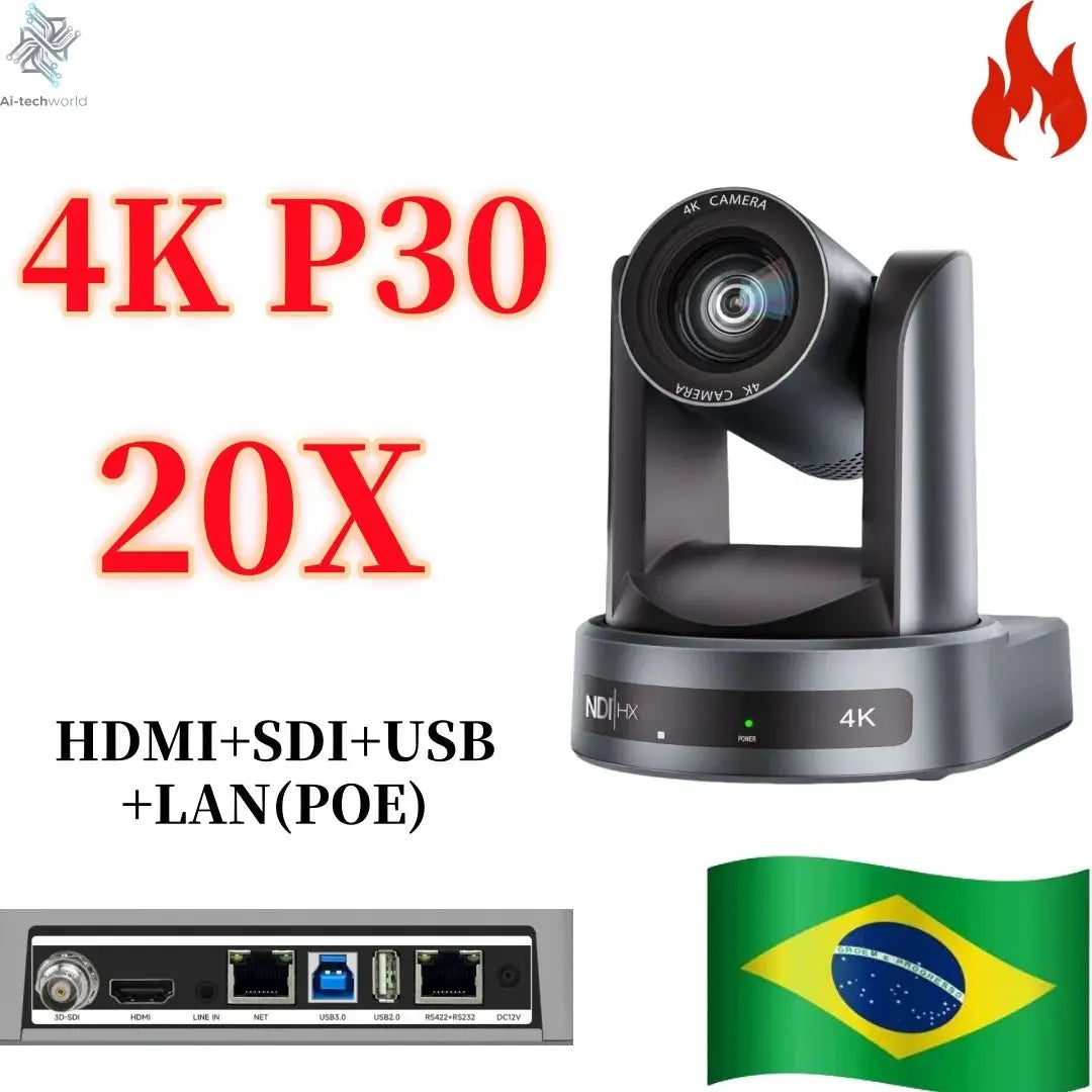 4K 1080P NDI Conference Camera PTZ Video Live Streaming SDI HDMI USB IP POE 10X 20X zoom for Church NetMeeting Broadcast Youtube - Ai - TechWorld
