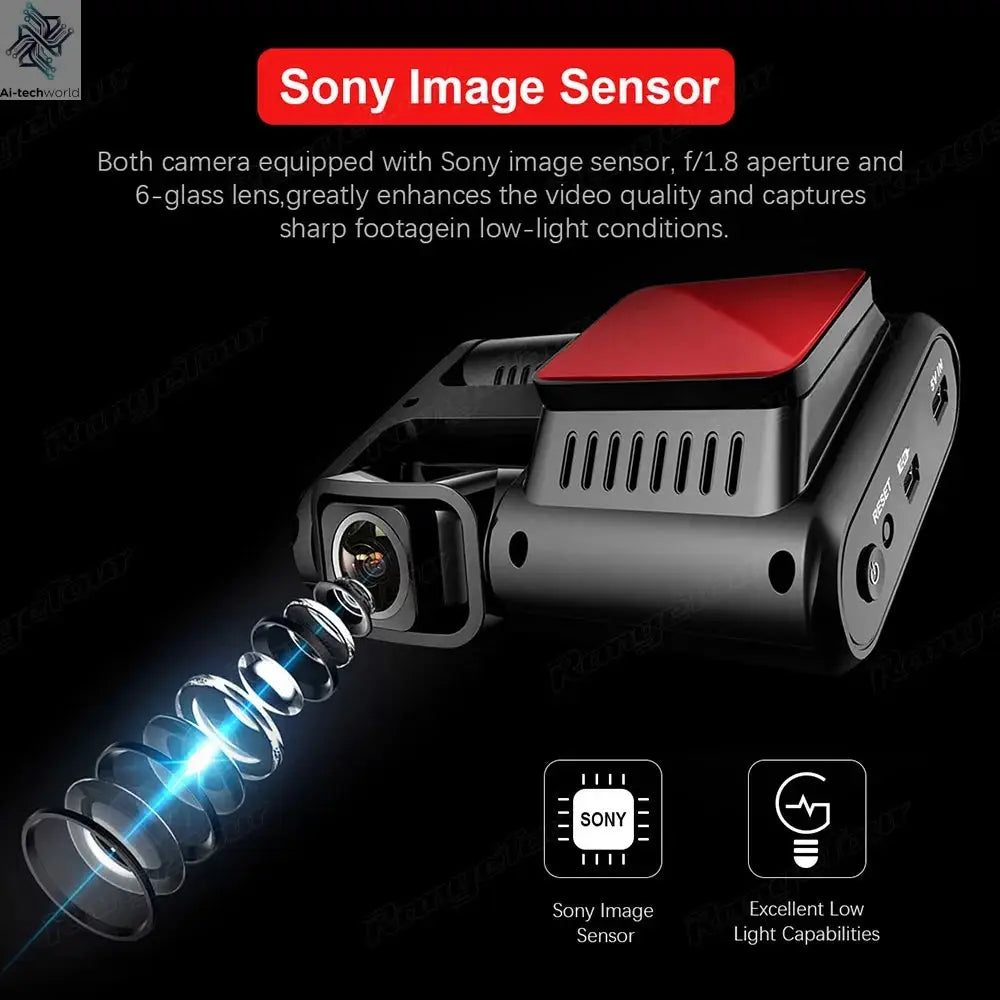 4K 2160P WIFI GPS Logger Dual Lens Car DVR Novatek 96663 Chip Sony image Sensor Night Vision Dual Camera Dash Cam Recorder D30H Ai-TechWorld 
