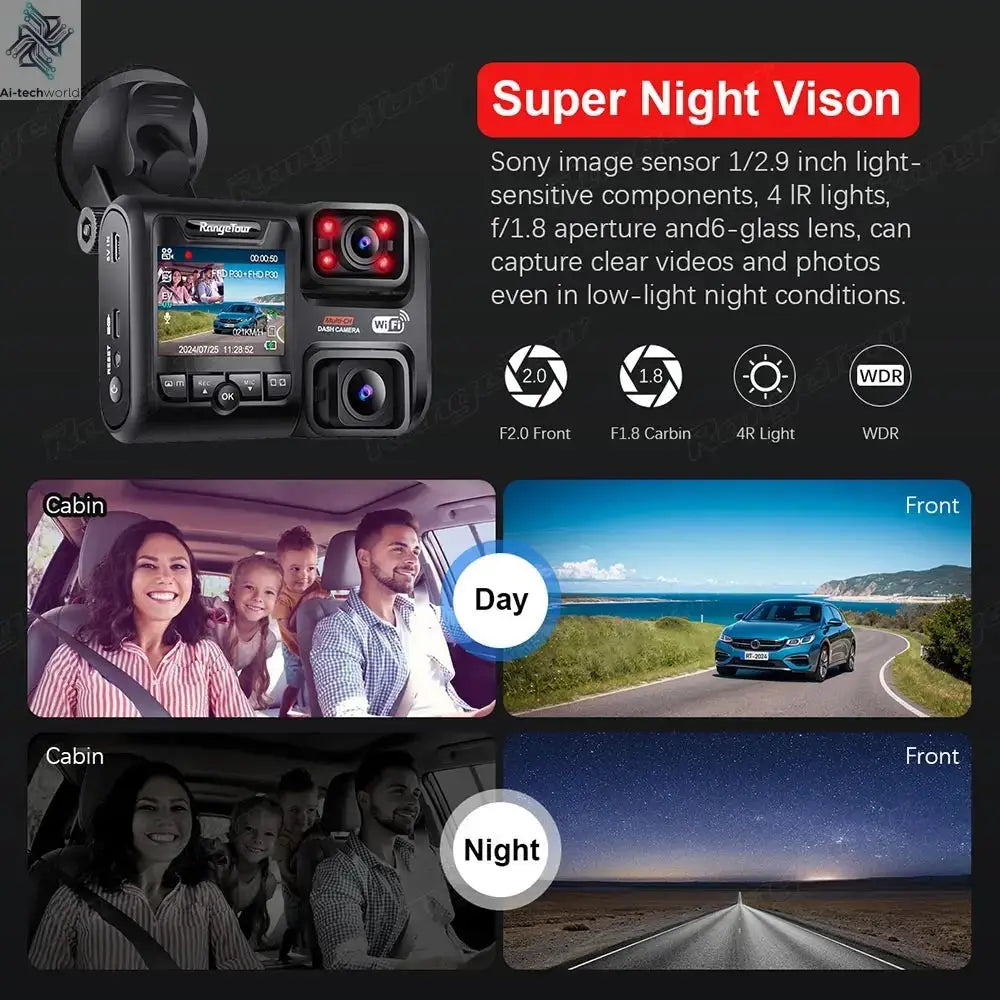 4K 2160P WIFI GPS Logger Dual Lens Car DVR Novatek 96663 Chip Sony image Sensor Night Vision Dual Camera Dash Cam Recorder D30H Ai-TechWorld 