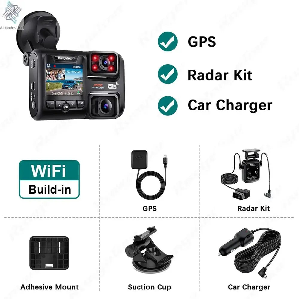 4K 2160P WIFI GPS Logger Dual Lens Car DVR Novatek 96663 Chip Sony image Sensor Night Vision Dual Camera Dash Cam Recorder D30H Ai-TechWorld 