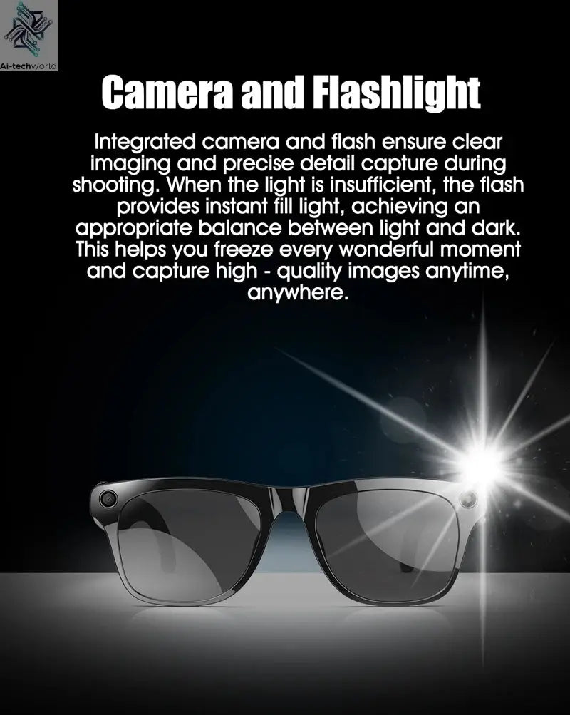 4K HD AI Smart Glasses 800w Pixel Multifunctional Camera Bluetooth Call Voice Assistant Music Player Smart Translation ﻿ - Ai-TechWorld